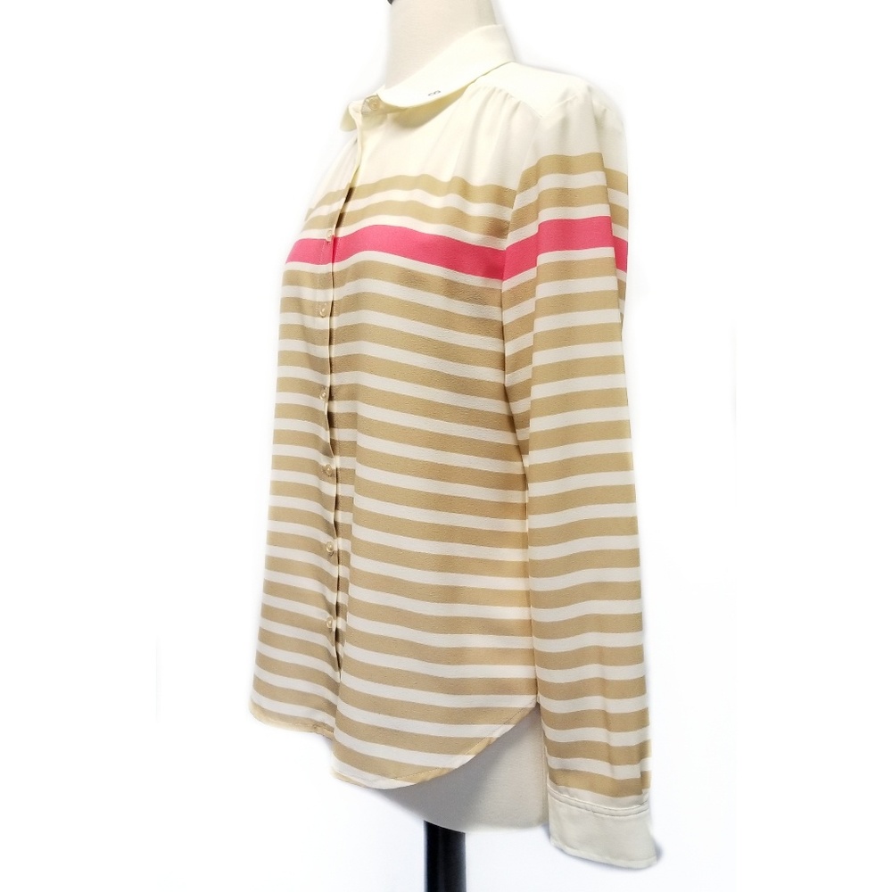 TALBOTS New Chiffon Striped Button Front Shirt 8 M - Picture 2 of 8